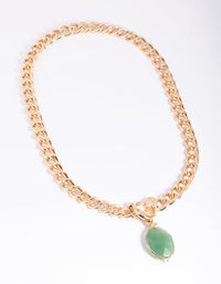 Gold Semi-Precious Stone Fob Necklace - link has visual effect only