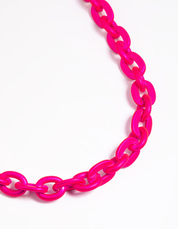 Matte Pink Chain Necklace