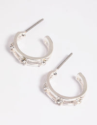 Silver Diamante Huggie Hoop Earrings - link has visual effect only