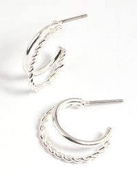 Silver Twisted Huggie Hoop Earrings - link has visual effect only