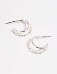Silver Twisted Huggie Hoop Earrings - link has visual effect only