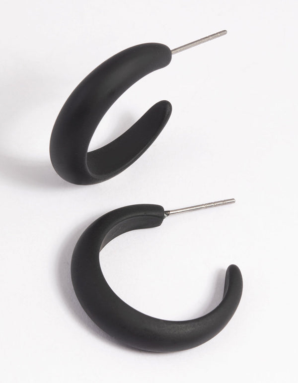 Matte Black Huggie Hoop Earrings