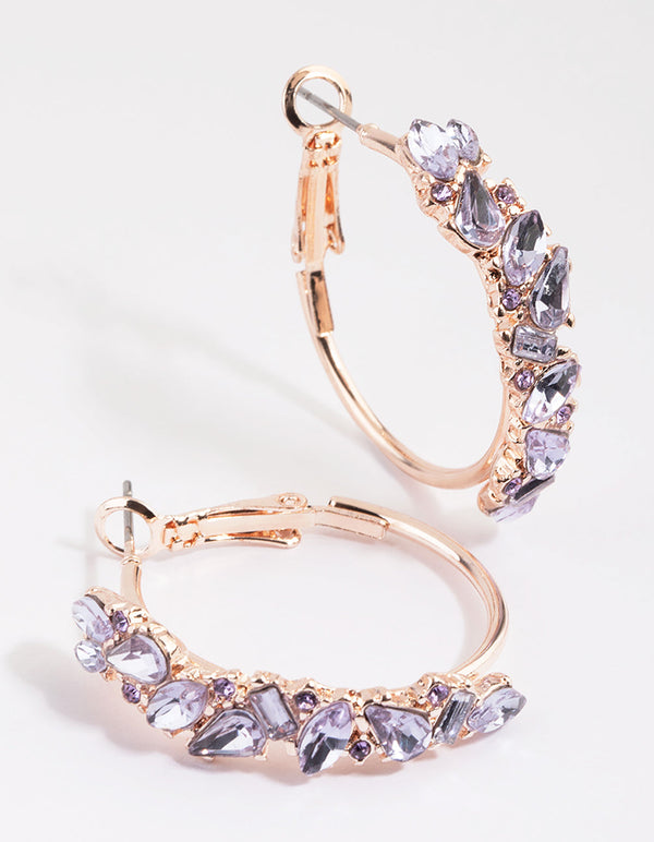 Lilac Diamante Hoop Earrings