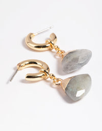 Gold Plated Labradorite Charm Hoop Earrings - link has visual effect only
