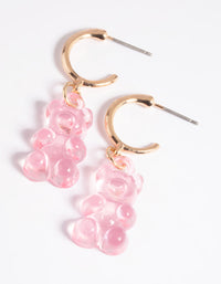 Pink Cute Bear Huggie Hoop Earrings - link has visual effect only