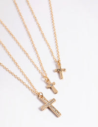 Gold Small & Medium Cross Necklace Pack - link has visual effect only