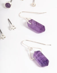 Silver Amethyst Shard Earring Stack Pack - link has visual effect only