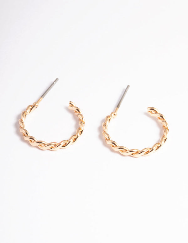Gold Figure Eight Huggie Earrings