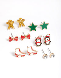 Kids Ice Skating Stud Earrings 6-Pack - link has visual effect only