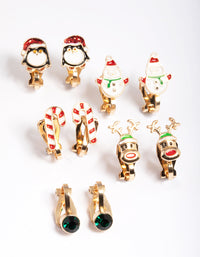 Kids Penguin Clip On Earrings 5-Pack - link has visual effect only