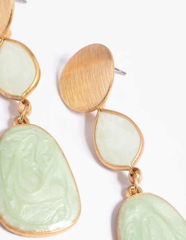 Worn Gold Stone Drop Earrings