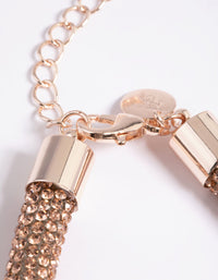 Rose Gold Skinny Diamante Tube Bracelet - link has visual effect only