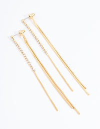 Gold Plated Diamante Front & Back Sandwich Earrings - link has visual effect only