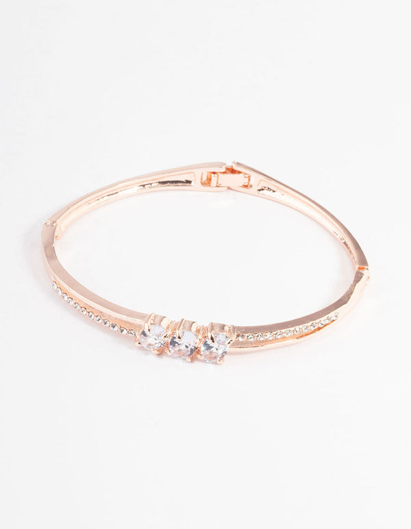 Rose Gold Oval Stone Diamante Bracelet