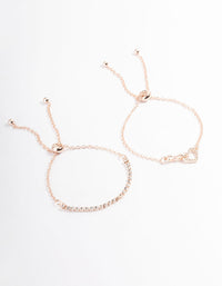 Rose Gold Cupchain Diamante Heart Bracelet Pack - link has visual effect only