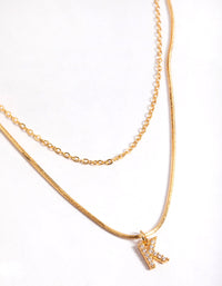 Letter K Gold Plated Layered Diamante Initial Necklace - link has visual effect only
