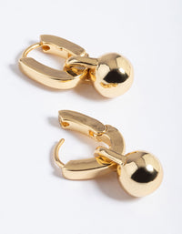 Gold Plated Brass Ball Drop Huggie Earrings - link has visual effect only