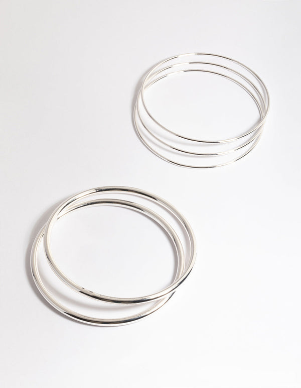 Silver Round Mix Bangle 5-Pack