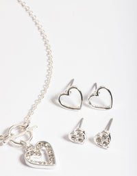 Silver T&O Heart Motif Jewellery Set - link has visual effect only