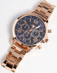 Rose Gold Coloured Subdial Sports Watch - link has visual effect only