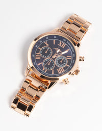 Rose Gold Coloured Subdial Sports Watch - link has visual effect only