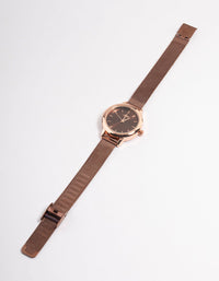Brown Small Black Simple Mesh Watch - link has visual effect only