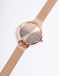 Rose Gold Plated Ombre Sun Ray Mesh Watch - link has visual effect only