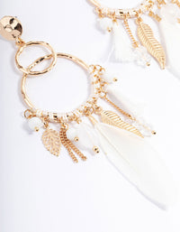 Gold Thread Bead Feather Earrings - link has visual effect only