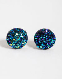 Navy Crackle Texture Stud Earrings - link has visual effect only