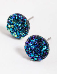 Navy Crackle Texture Stud Earrings - link has visual effect only
