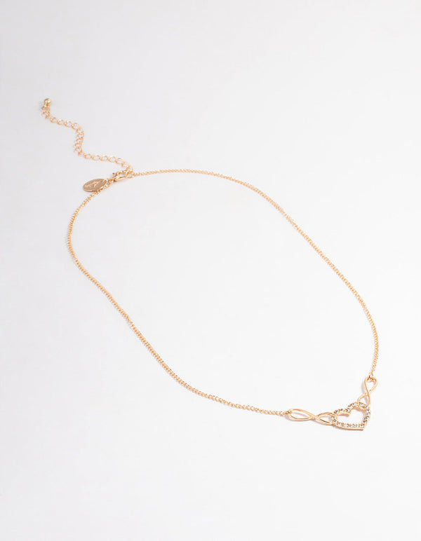 Gold Double Infinity Heart Necklace - Lovisa