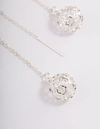 Silver Filigree Ball Thread Through Drop Earrings - link has visual effect only