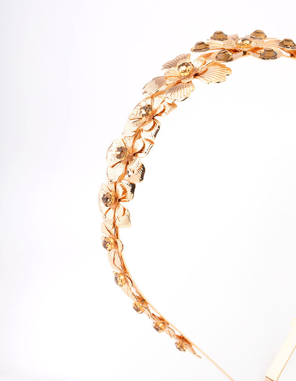 Gold Floral Stone Headband