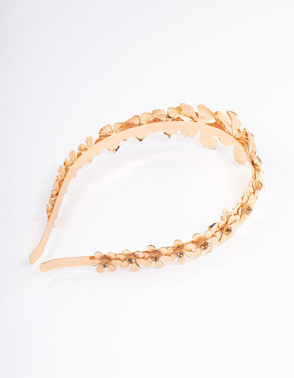 Gold Floral Stone Headband
