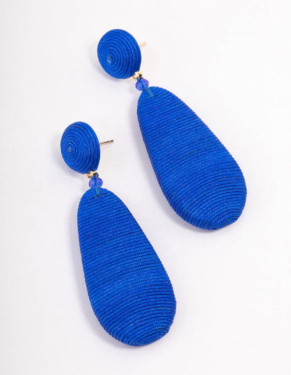 Blue People Threaded Wrap Drop Earrings