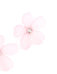 Pink Large Flower Diamante Stud Earrings - Lovisa