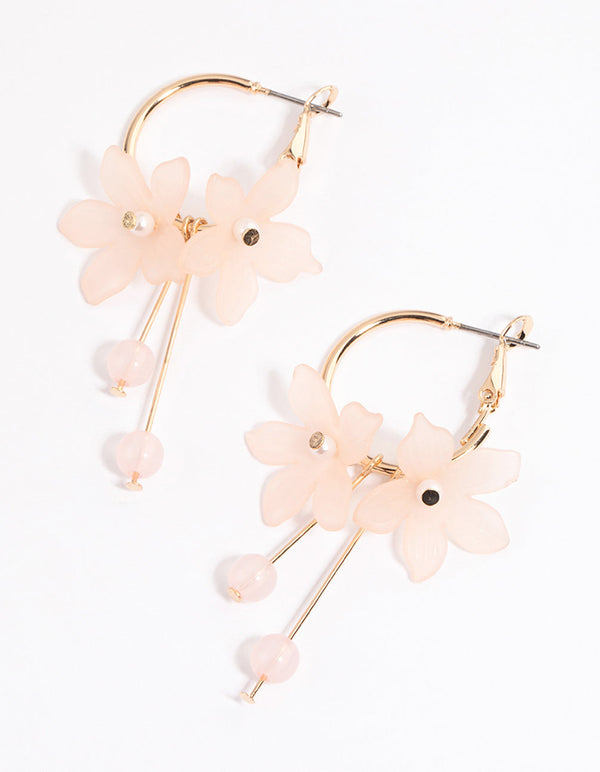 Blush Multi Prong Flower Hoop Earrings