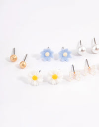 Pastel Mixed Flower Earrings 8-Pack - link has visual effect only