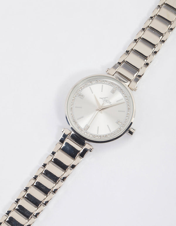 Rhodium Classic Diamante Link Watch
