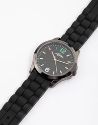 Coated Black Silicone Rainbow Face Watch - link has visual effect only
