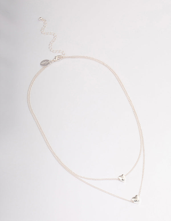 Silver Heart Double Row Necklace - Lovisa