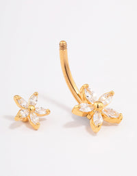 Gold Plated Surgical Steel Double Daisy Belly Ring - link has visual effect only