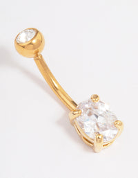 Gold Plated Surgical Steel Cubic Zirconia Classic Claw Belly Ring - link has visual effect only