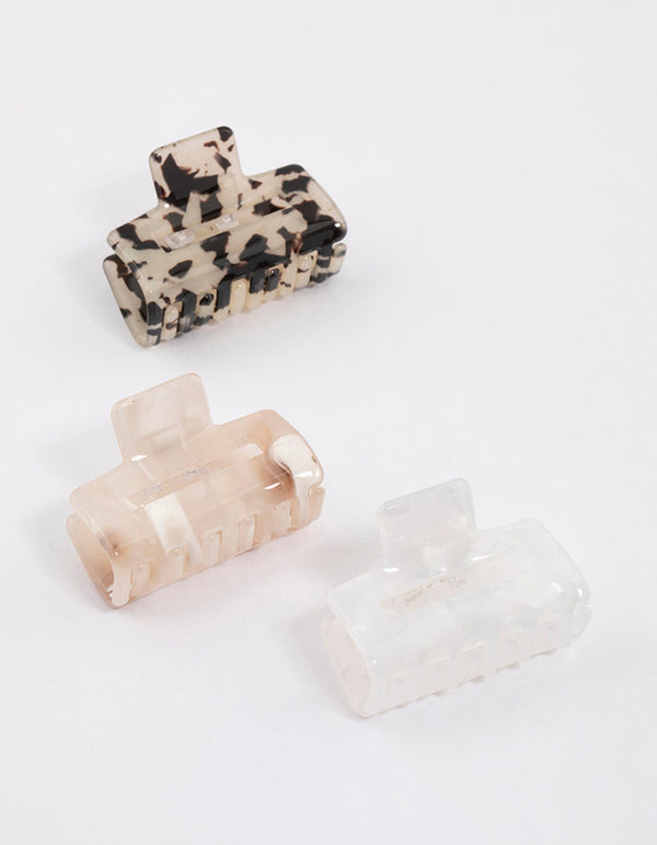 Acrylic Natural Mini Rectangle Claw Clip Pack