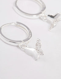 Sterling Silver Diamante Butterfly Huggie Earrings - Lovisa