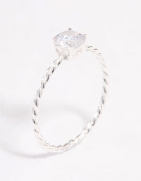 Sterling Silver Cubic Zirconia Twisted Engagement Ring - link has visual effect only