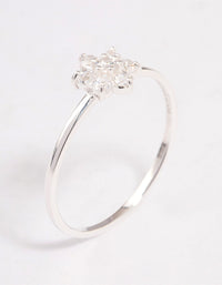 Sterling Silver Cubic Zirconia Daisy Flower Ring - link has visual effect only