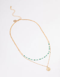 Gold Bead & Coin Layered Necklace - link has visual effect only