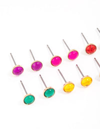 Gold Mini Dome Stud Earrings 8-Pack - link has visual effect only