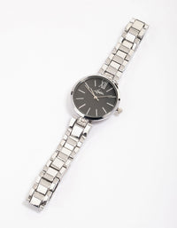 Silver Coloured Double Row Diamante Watch - link has visual effect only